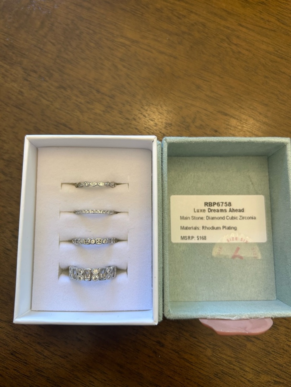 Bomb Party Holiday 2023 Luxe Bands Size 6 CZ on Rhodium